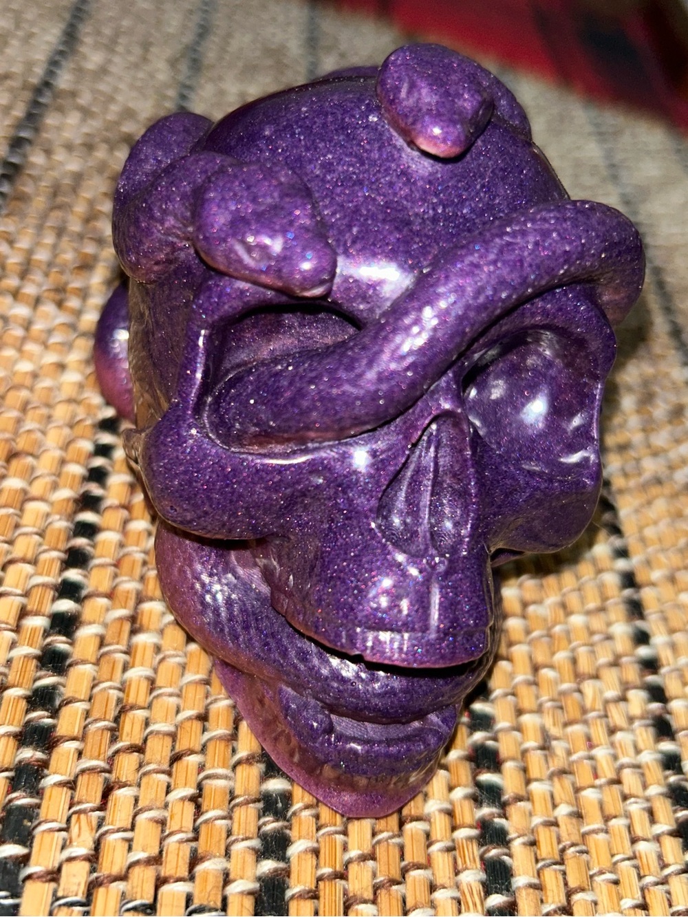 Purple Witchy Mystical Whimsy Handmade Resin Serpent Skull Decor